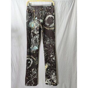 2003 Roberto Cavalli Astrology Logo Print Horoscope Jeans Pants Size Small- HTF